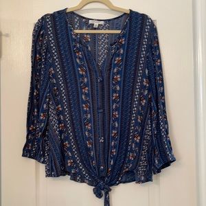 JohPaulRichard Keegan StitchFix tie front blouse